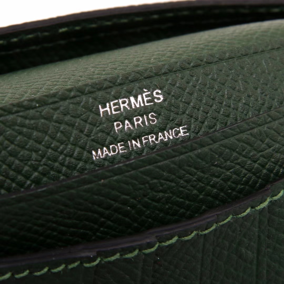 Hermès（爱马仕）Bearn 小H扣 短夹 银扣 森林绿 epsom皮