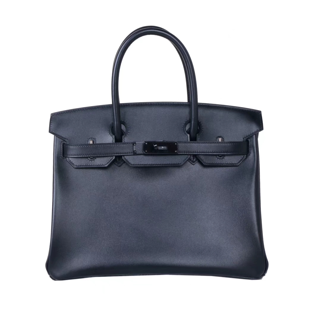 Hermès（爱马仕）birkin 黑色 box皮 so block 黑银扣 30cm