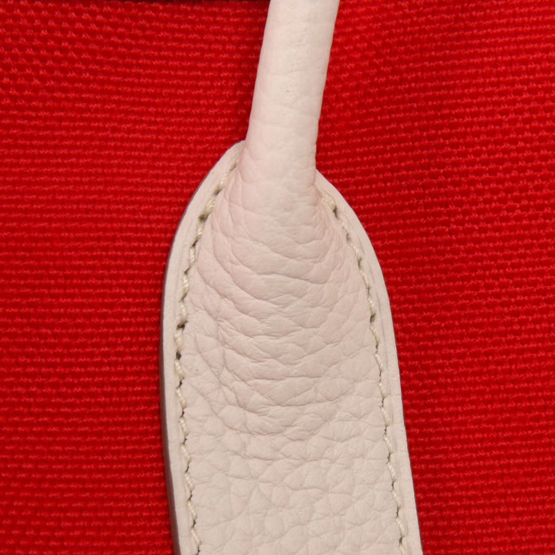 Hermès（爱马仕）garden party 花园包 奶昔白togo拼中国红帆布 30CM