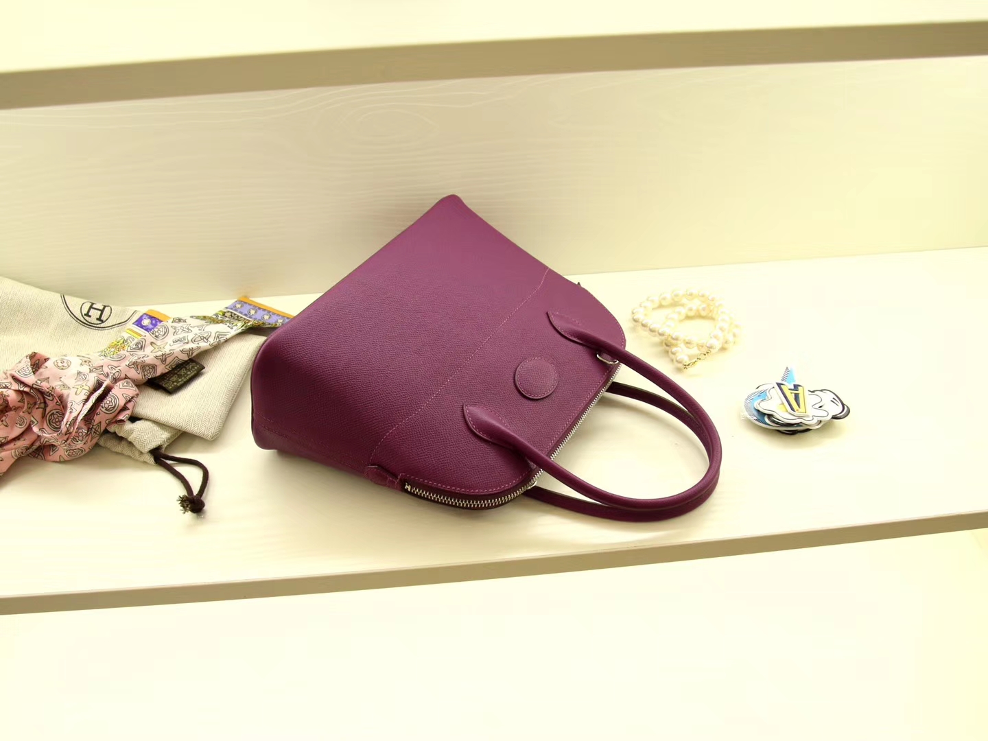 Hermès（爱马仕）bolid保龄球 海葵紫 原厂御用Epsom皮 28cm