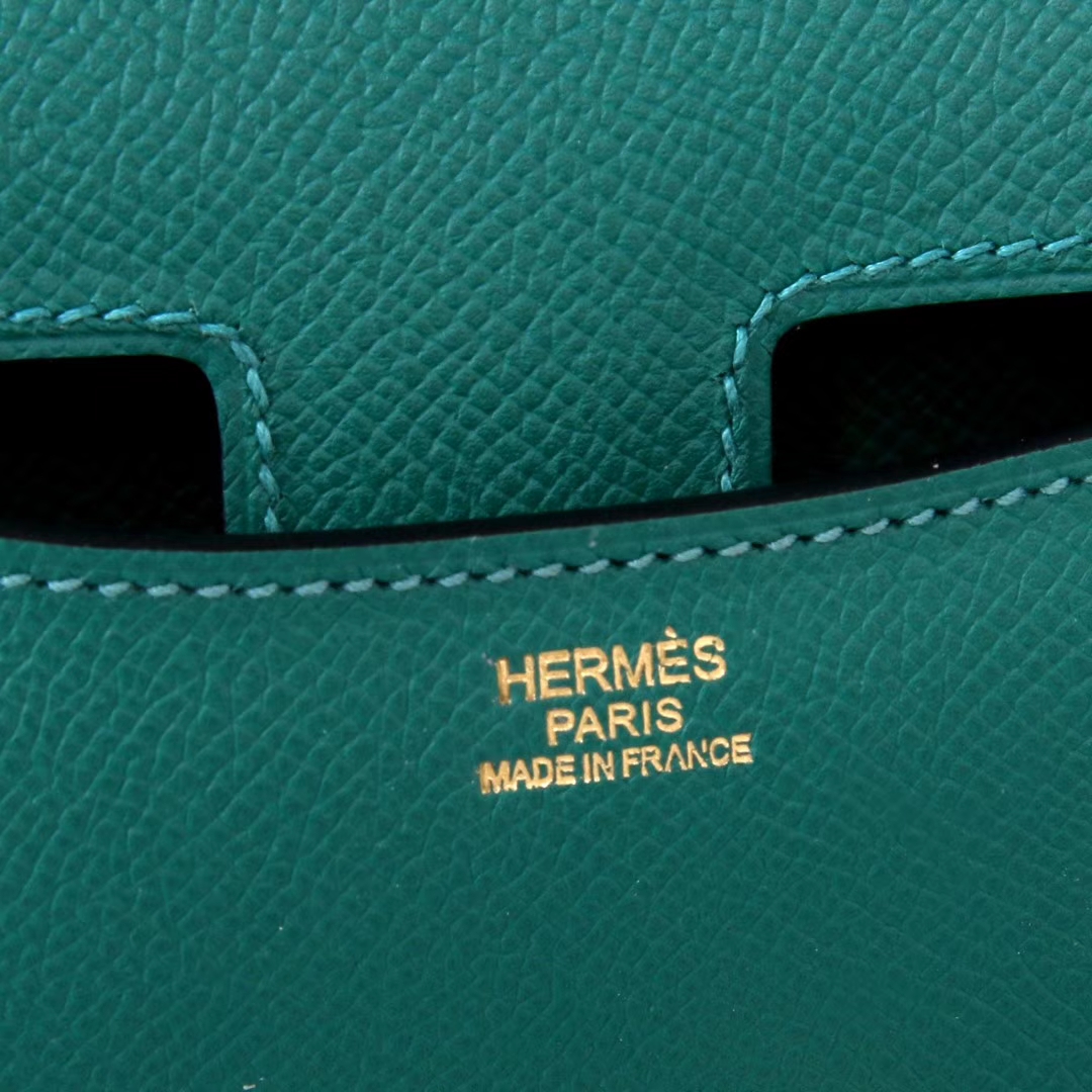 Hermès（爱马仕）Constace空姐包 原厂御用epsom 孔雀绿 金扣 19cm