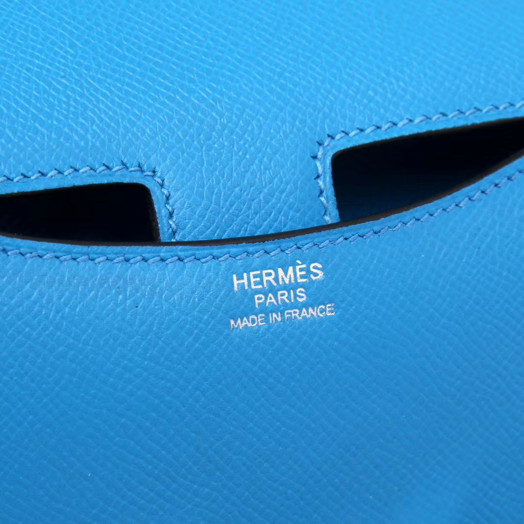 Hermès（爱马仕）Constace空姐包 原厂御用epsom 伊兹密尔蓝 银扣 19cm
