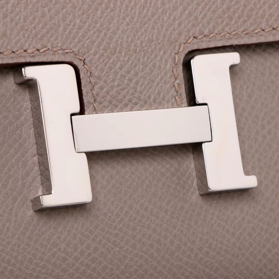 Hermès（爱马仕）大康钱夹 大象灰 银扣 原厂御用Epsom皮