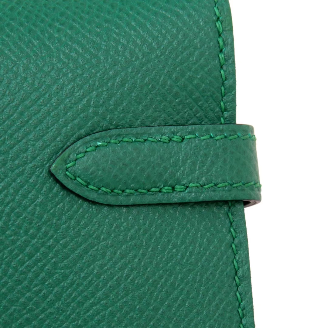 Hermès（爱马仕）凯利钱夹 丝绒绿 银扣 epsom皮