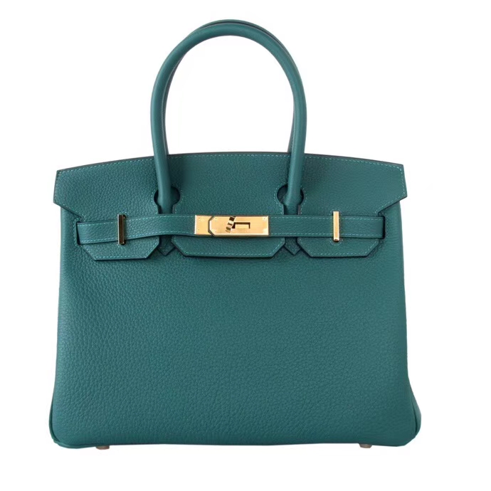 Hermès（爱马仕）Birkin 铂金包 孔雀绿 togo 金扣 30cm