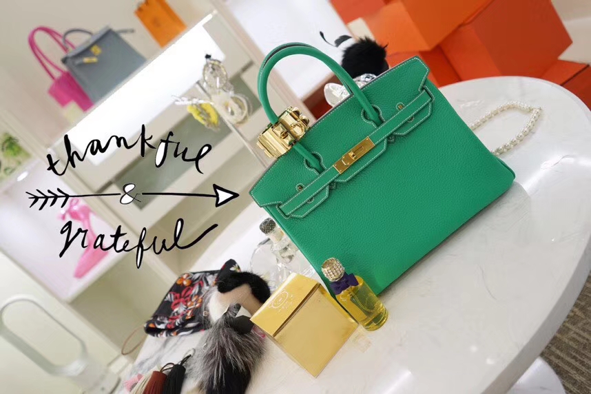 Hermès（爱马仕）Birkin 铂金包 竹子绿 togo 金扣 30cm