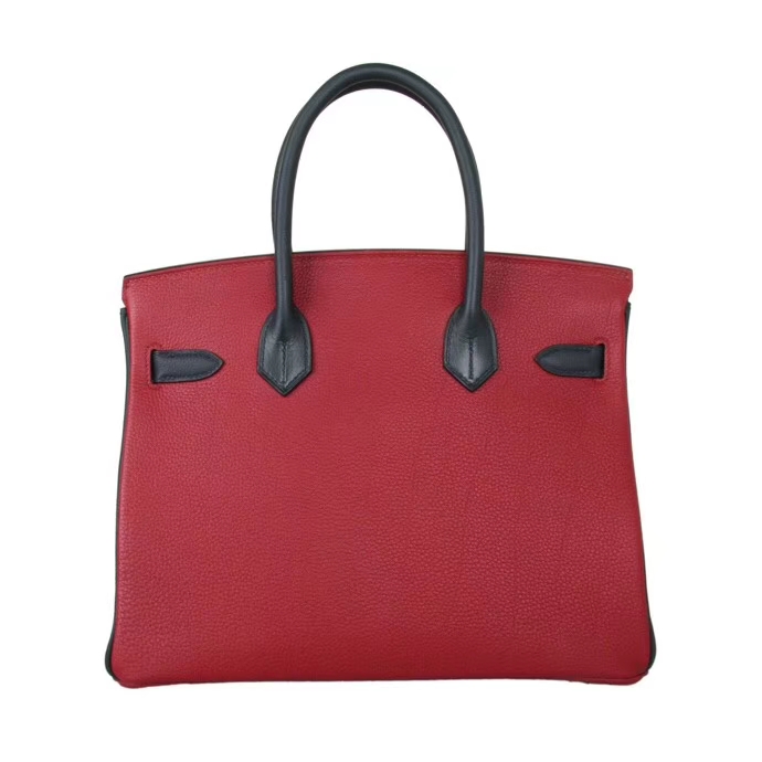 Hermès（爱马仕）Birkin 铂金包 石榴红拼墨绿 togo 金扣 30cm