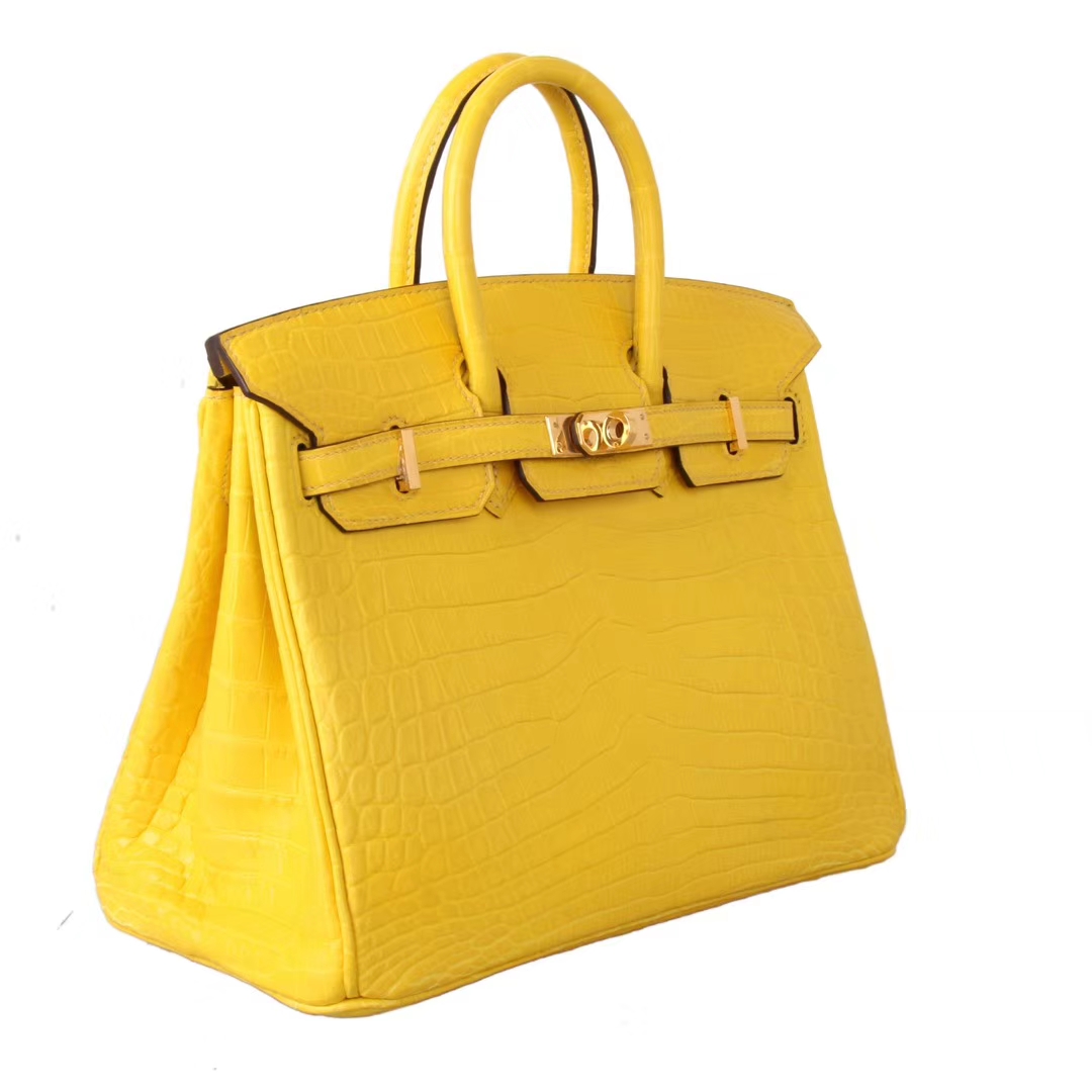 Hermès（爱马仕）Birkin 铂金包 柠檬黄 哑光尼罗鳄鱼 金扣 30cm