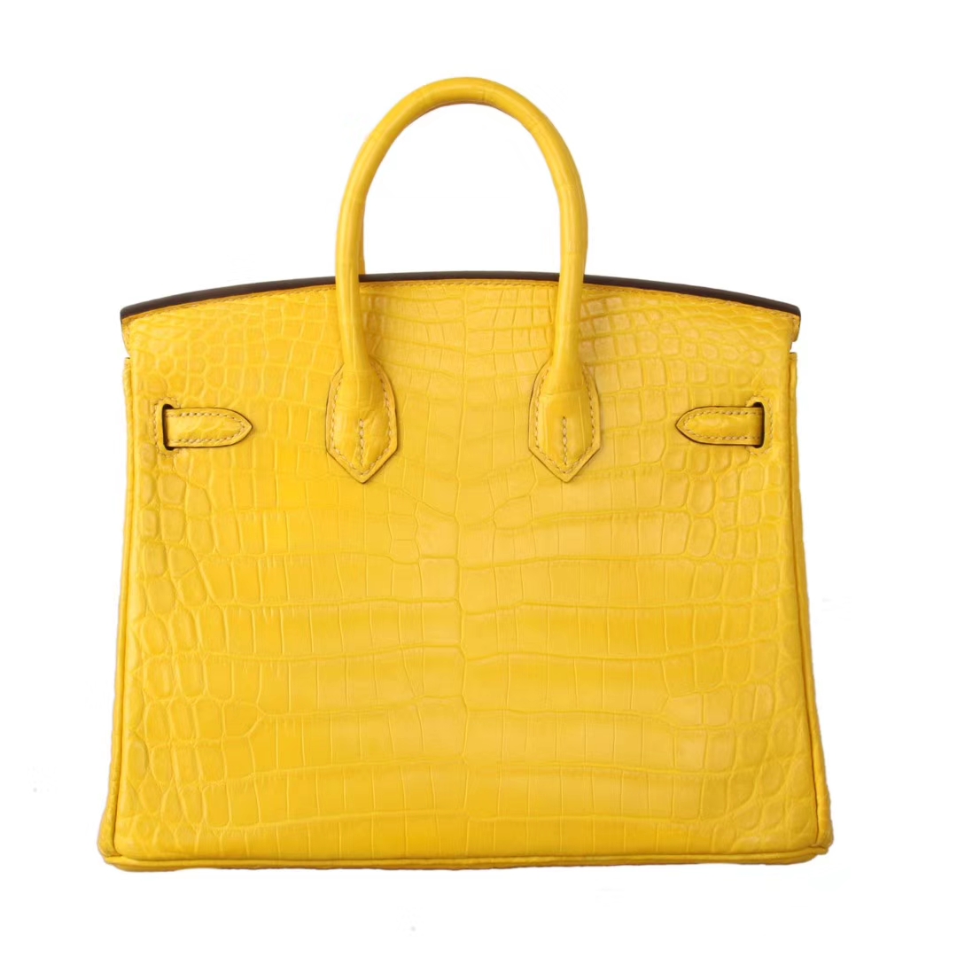 Hermès（爱马仕）Birkin 铂金包 柠檬黄 哑光尼罗鳄鱼 金扣 30cm