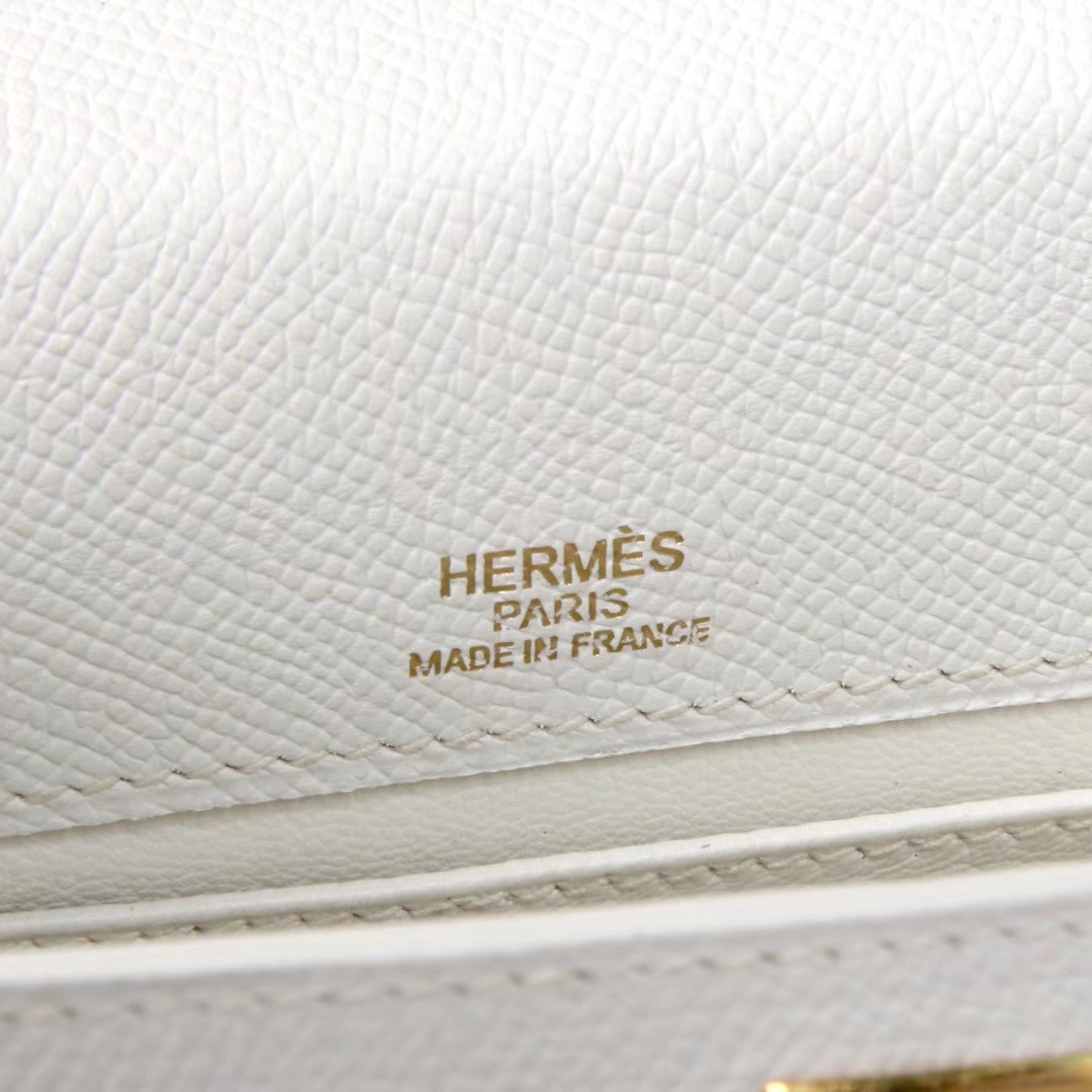 Hermès（爱马仕）mini kelly 迷你凯莉 纯白 原厂御用Epsom皮 银扣 22cm 一代