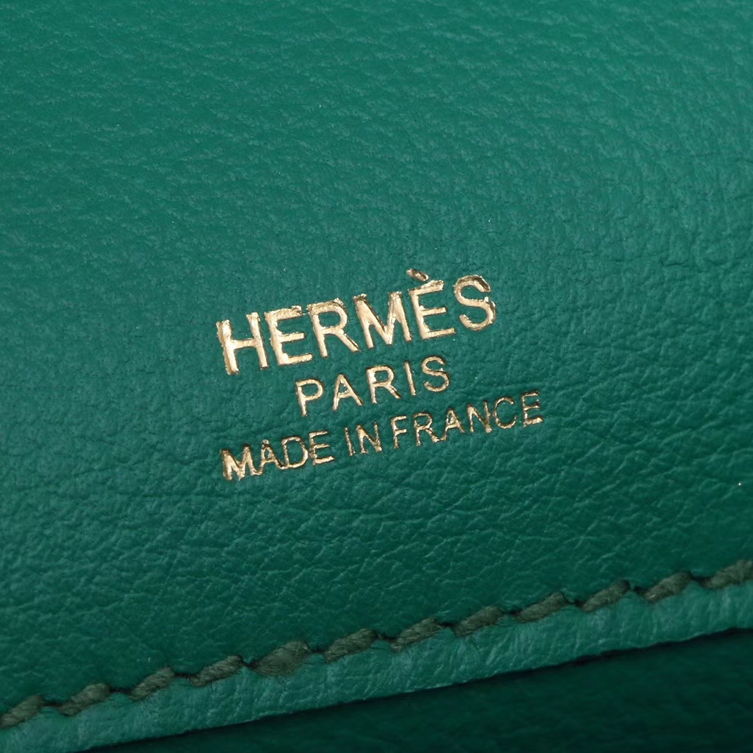 Hermès（爱马仕）mini kelly 迷你凯莉 丝绒绿 原厂御用Swift皮 金扣 22cm 一代