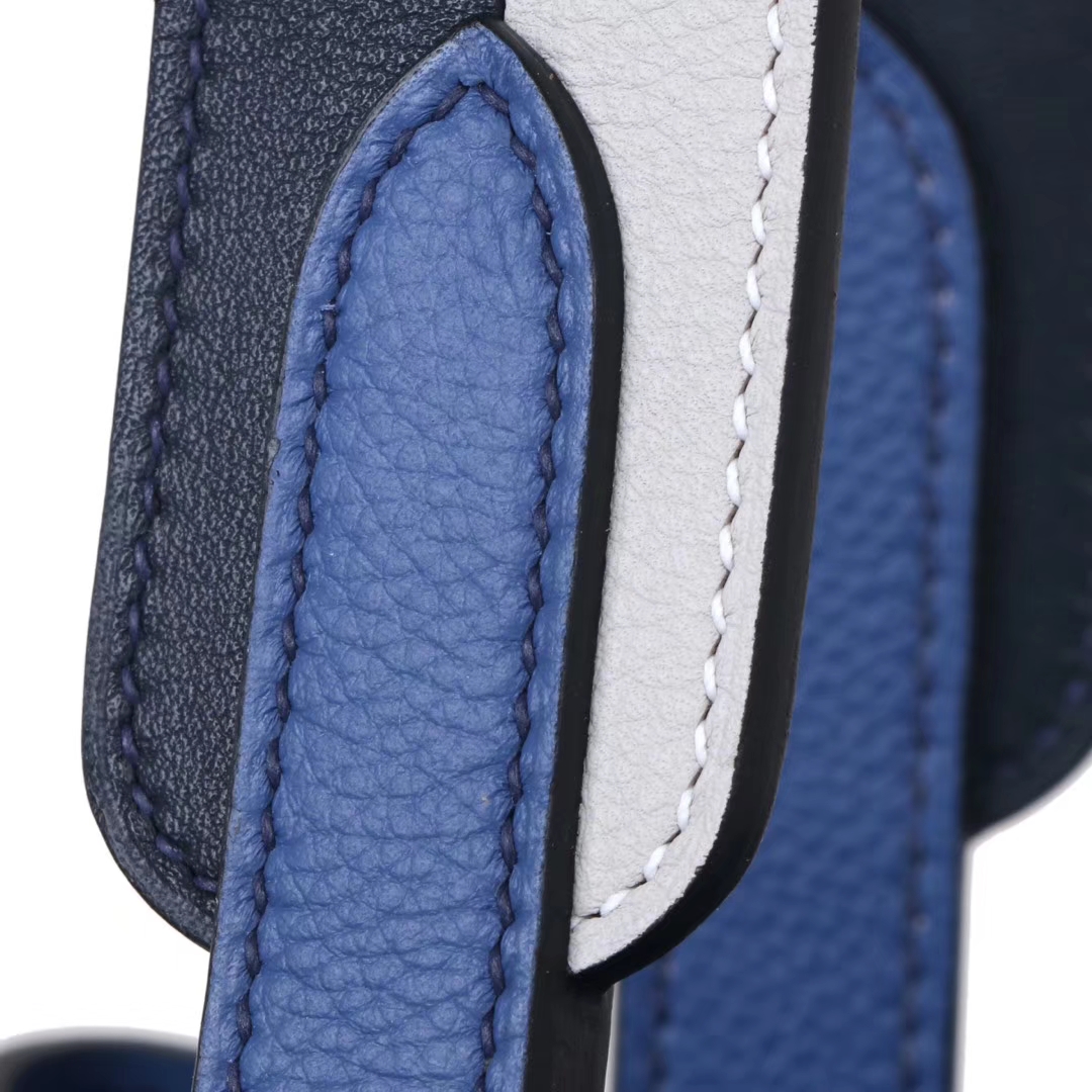 Hermès（爱马仕）licol 2019新款水桶包 玛瑙蓝 evercolor 17cm