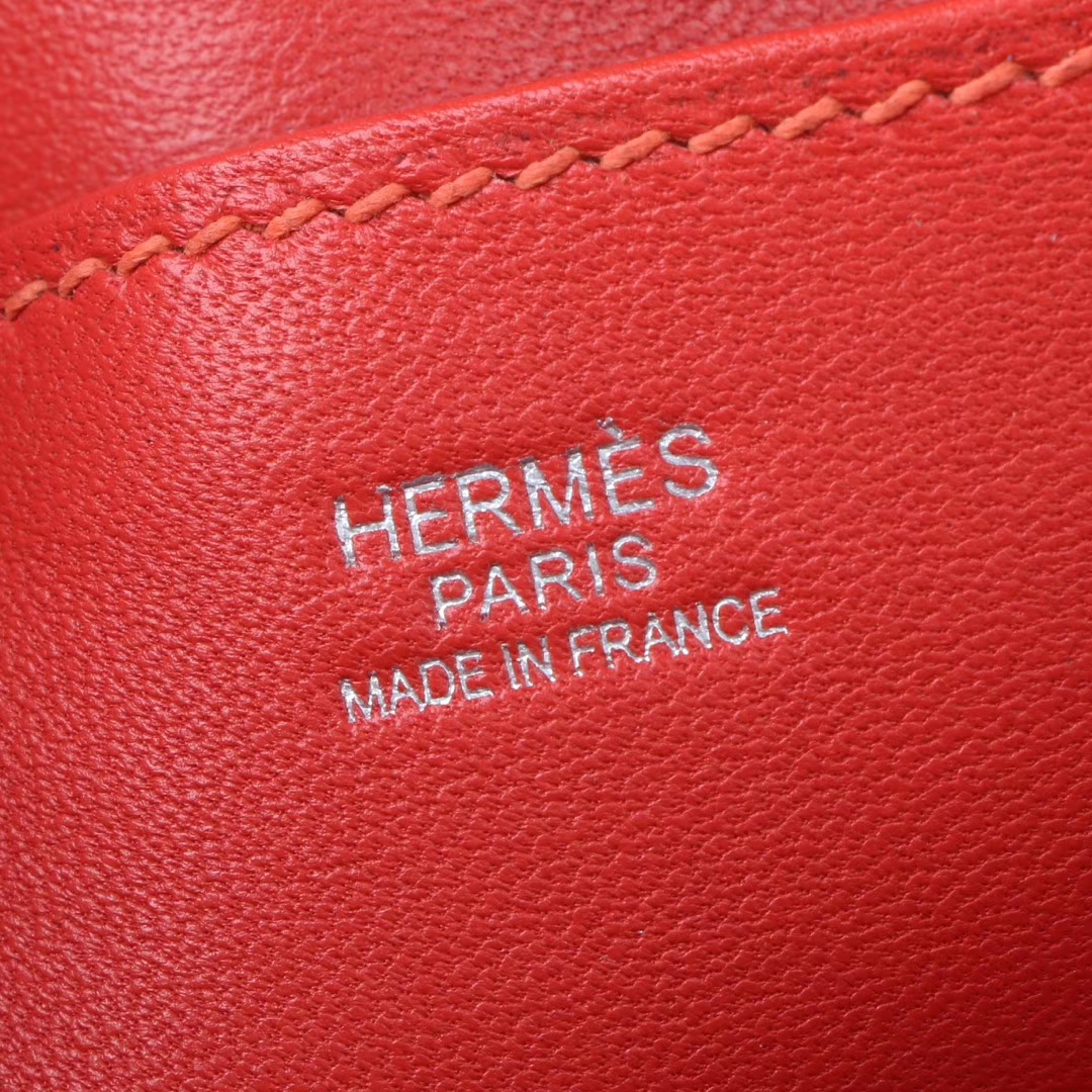 Hermès（爱马仕）licol 2019新款水桶包 5E朱砂红 evercolor 17cm
