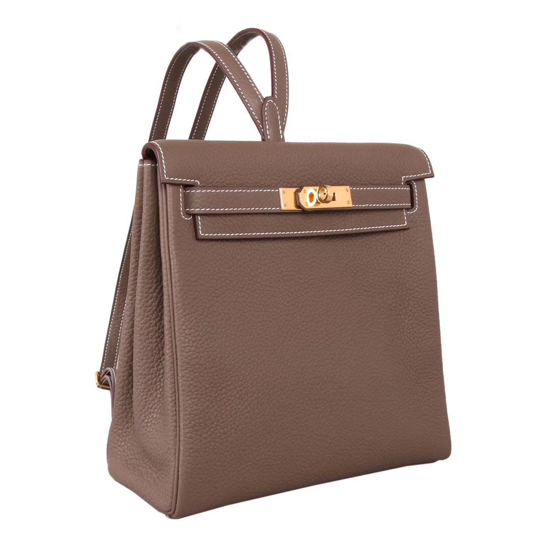 Hermès（爱马仕）kelly ado 双肩包 大象灰 togo 金扣 22cm