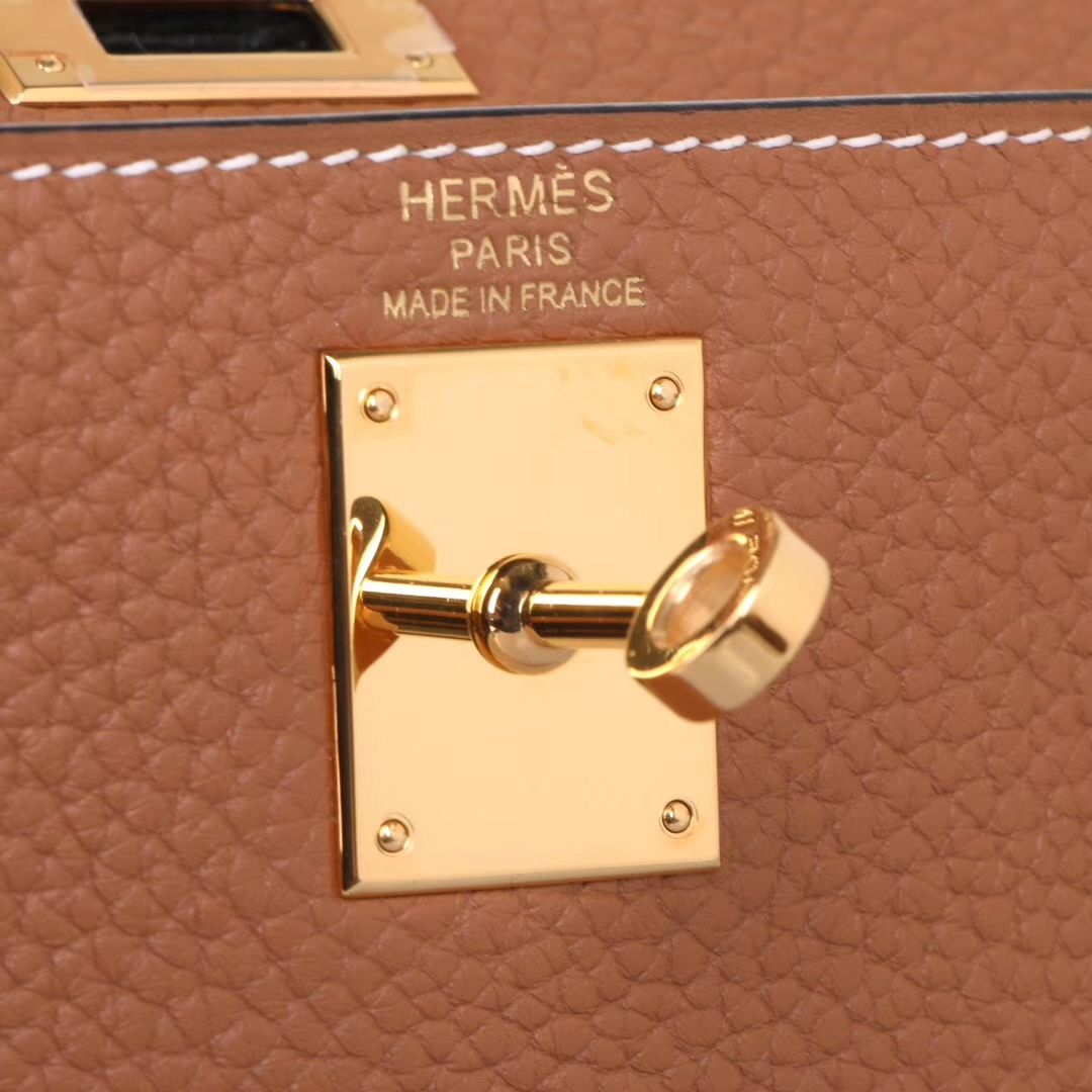 Hermès（爱马仕）kelly ado 双肩包 金棕色 togo 金扣 22cm