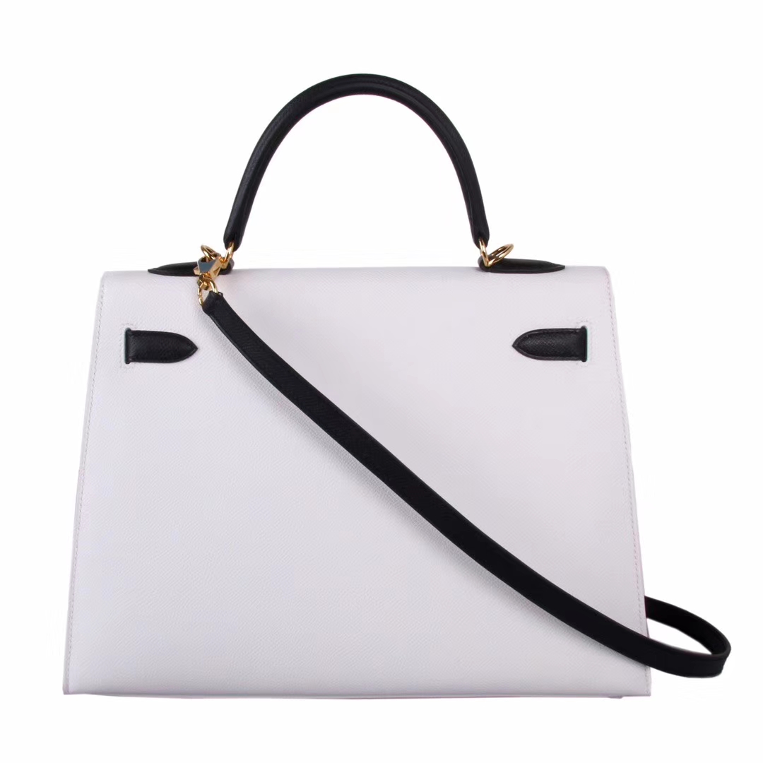 Hermès（爱马仕）Kelly 凯莉包 熊猫色 黑色+白色 金扣 客​户想预‎定