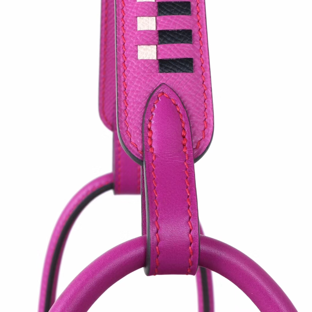 Hermès（爱马仕）2019新款 Lindy 琳迪包 L3玫瑰紫 编织​肩带 原厂御用swift皮 银扣 26cm