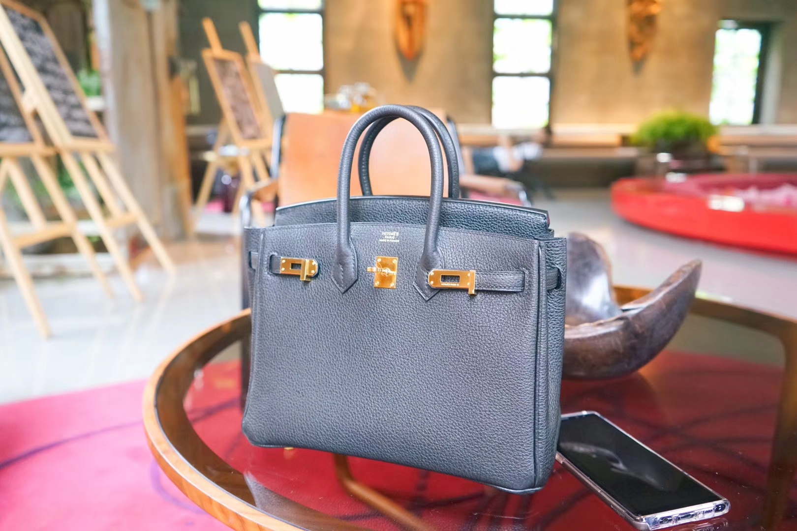 Hermès（爱马仕）Birkin 铂金包 经典黑 togo 金扣 25cm