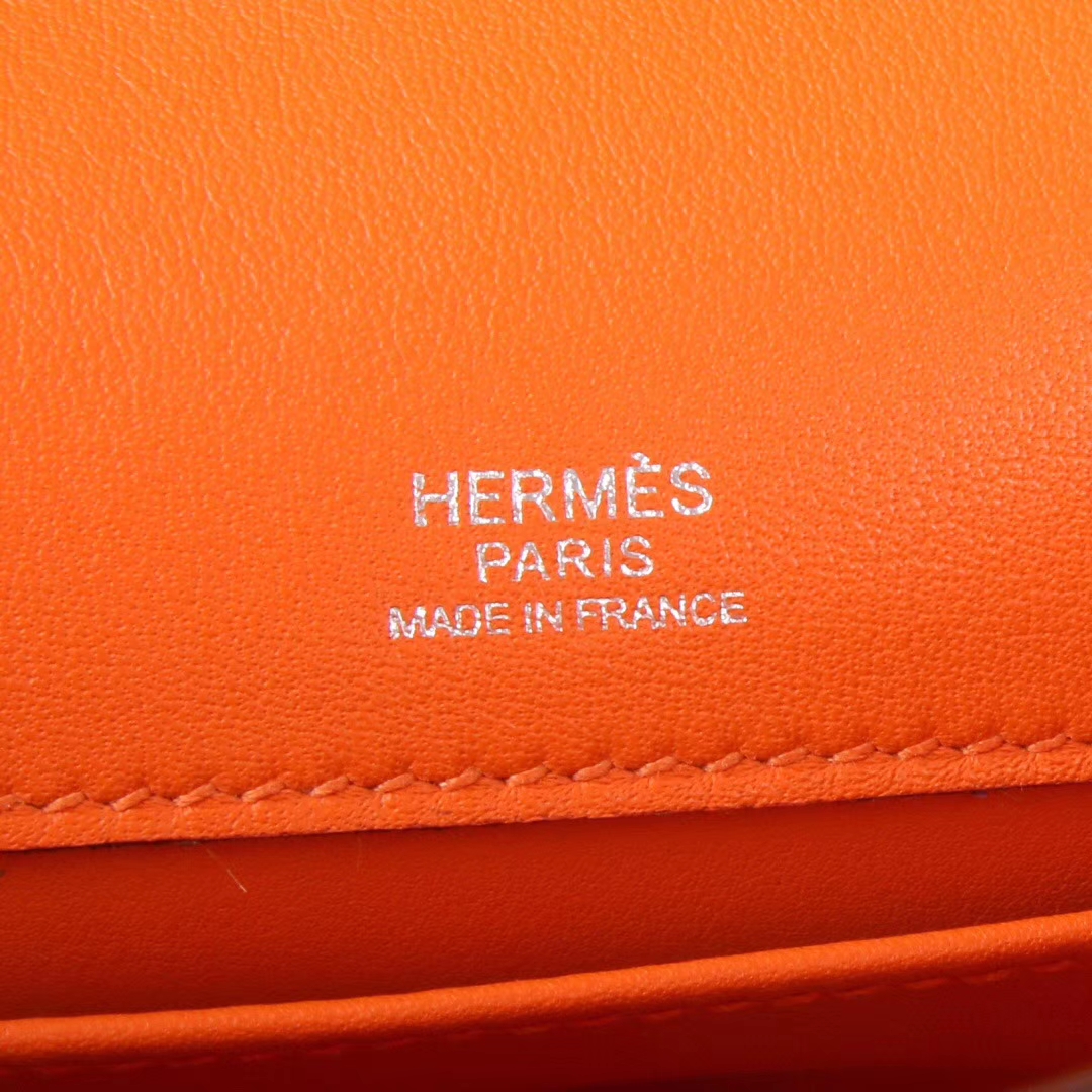 Hermès（爱马仕）mini kelly 一‎代 22cm 银扣‎ 橙色 Swift皮