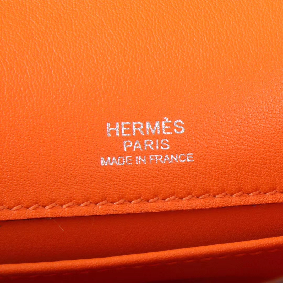 Hermès（爱马仕）mini kelly 一‎代 22cm 银扣‎ 橙色 Swift皮
