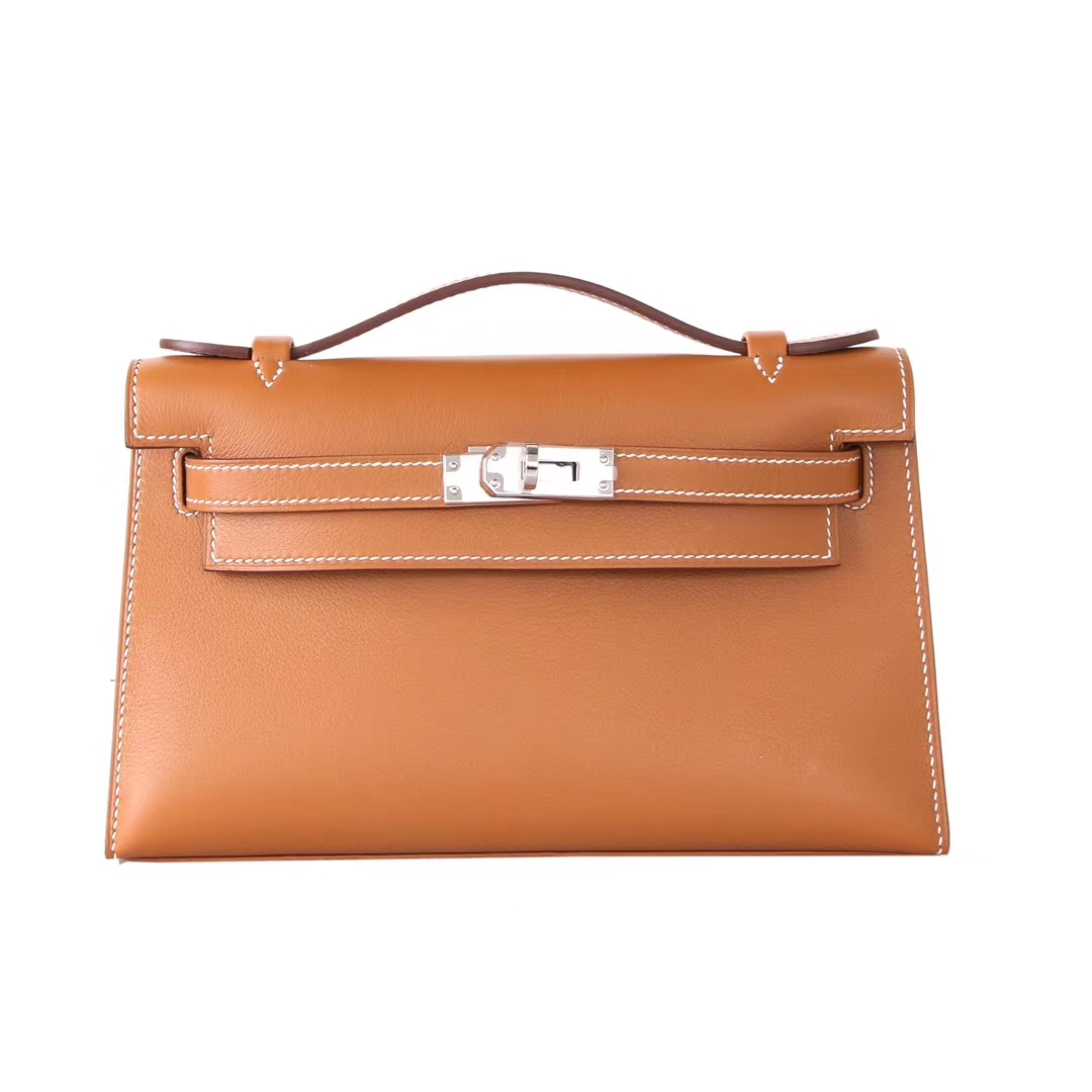 Hermès（爱马仕）mini kelly 一‎代 22cm 银扣‎ 金‎棕色 Swift皮