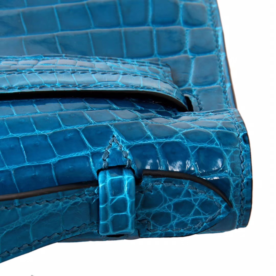 Hermès（爱马仕）miniKelly 一代 22cm 伊​兹密尔​蓝 银扣‎ 亮面鳄​鱼