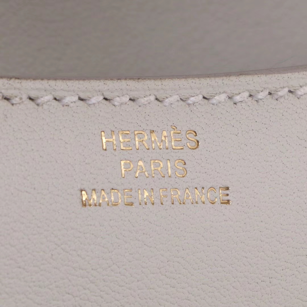 Hermès（爱马仕）Constace 空姐包 19cm 金扣 珍珠灰 swift皮