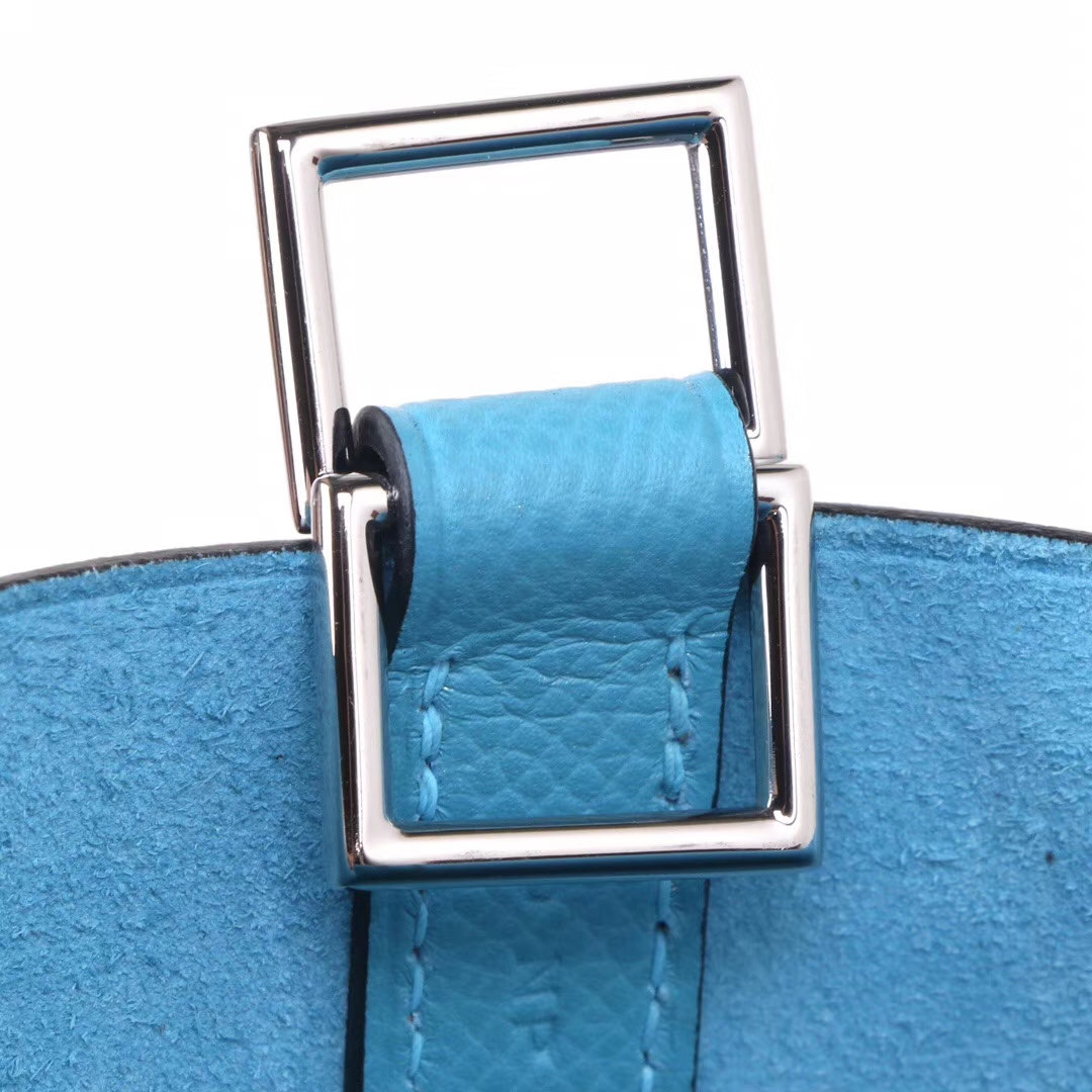 Hermès（爱马仕）Picotin 菜篮包 微风蓝 编‎织​系列 epsom皮 银扣 18cm