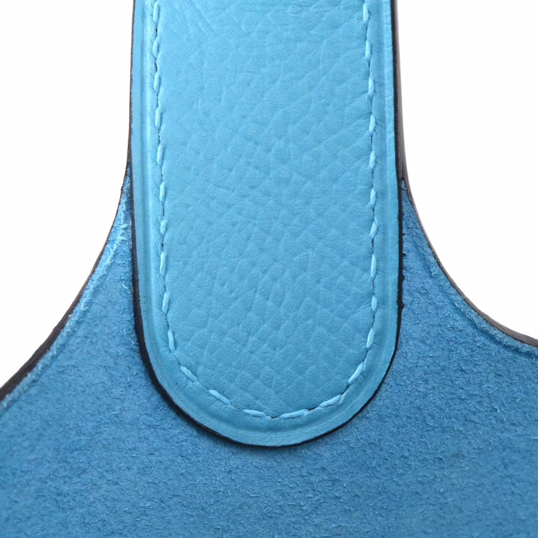 Hermès（爱马仕）Picotin 菜篮包 微风蓝 编‎织​系列 epsom皮 银扣 18cm