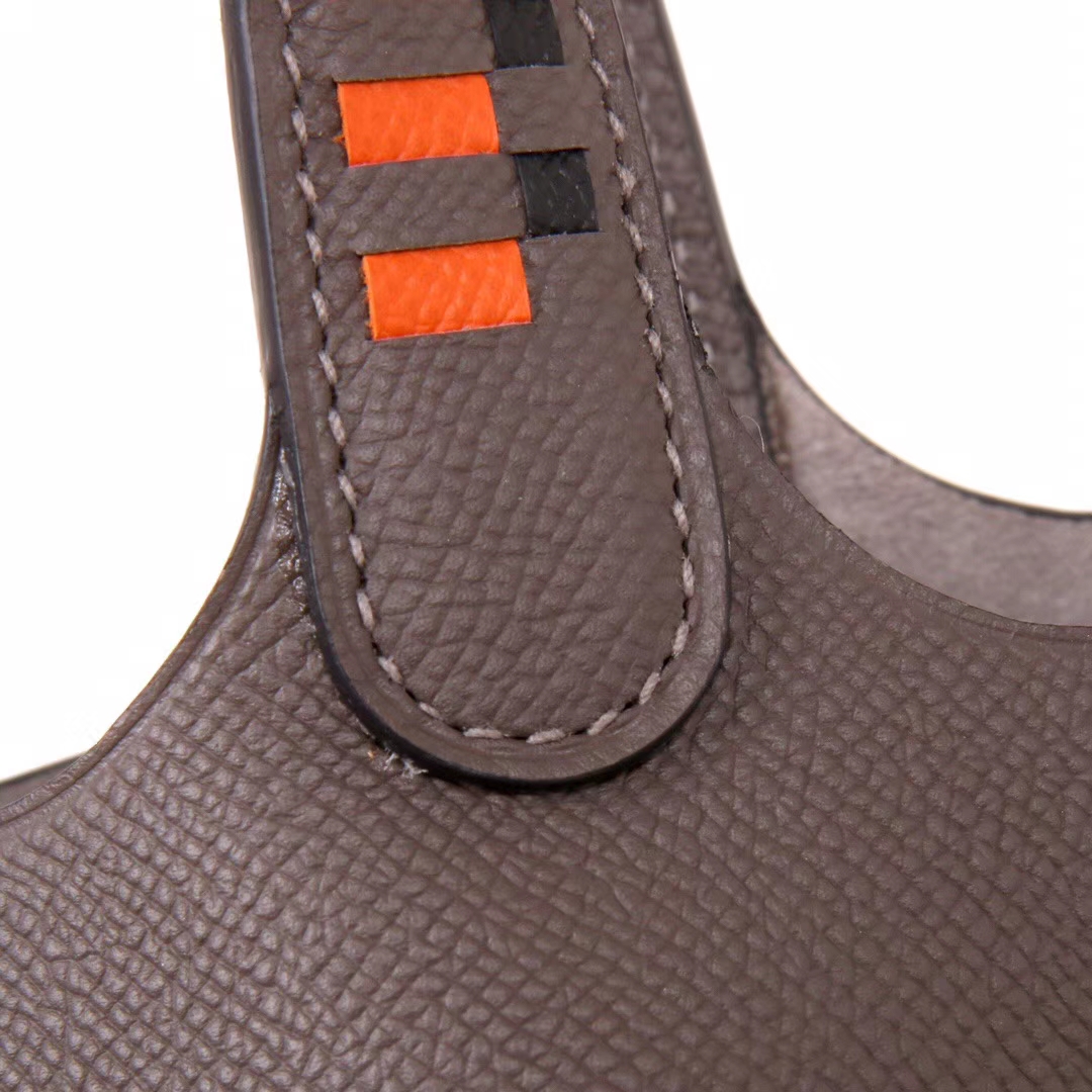 Hermès（爱马仕）Picotin 菜篮包 锡器灰 编‎织​系列 epsom皮 银扣 18cm
