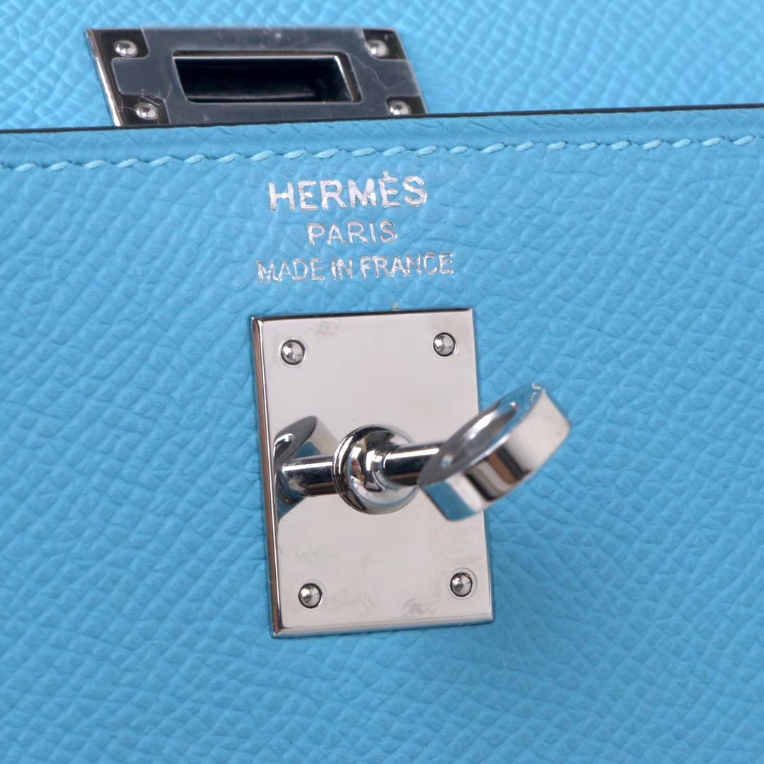 Hermès（爱马仕）Kelly 凯莉包 北方蓝 epsom皮 银扣 25cm 现货