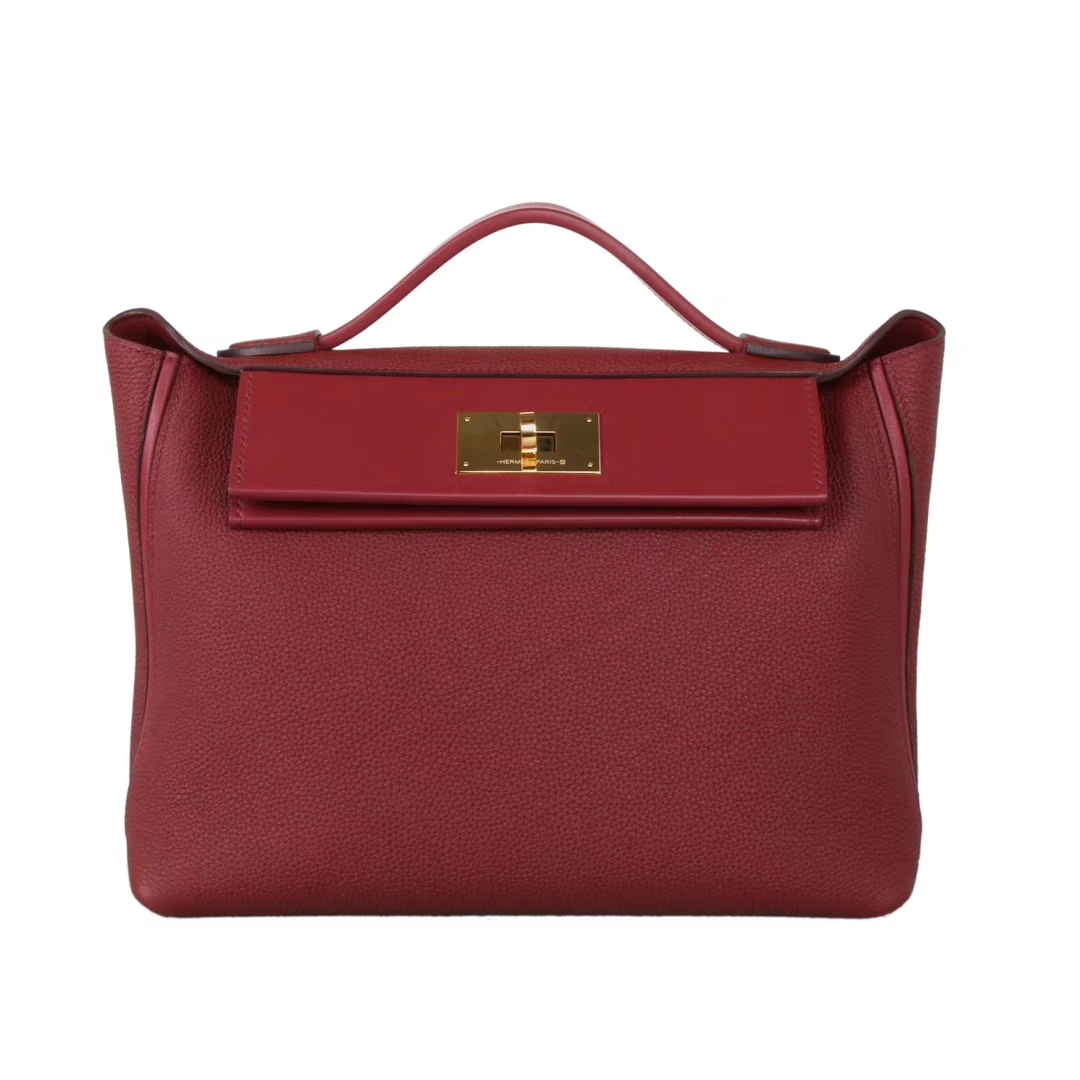 Hermès（爱马仕）Kelly2424 酒红色 Togo 金扣 29cm