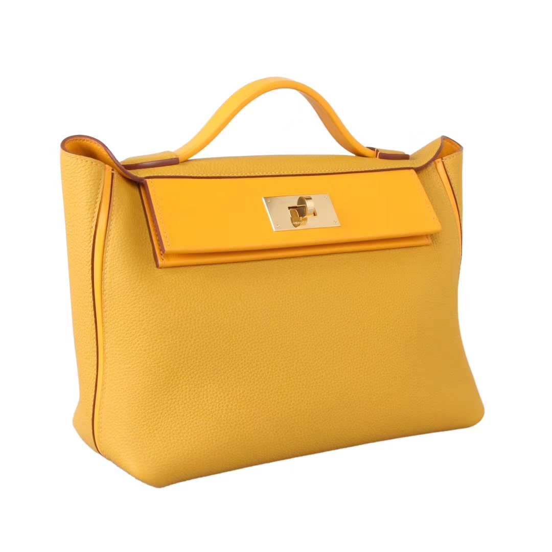 Hermès（爱马仕）Kelly2424 9D琥珀黄 Togo 金扣 29cm