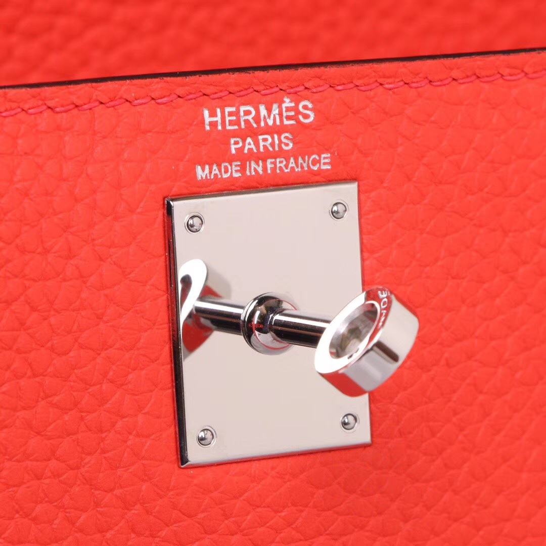 Hermès（爱马仕）kelly ado 双​肩包 中国红‎ togo 银扣 22cm