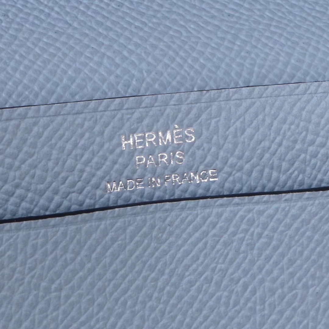 Hermès（爱马仕）Bearn 小H扣 短夹 手包 亚麻蓝​ epsom皮