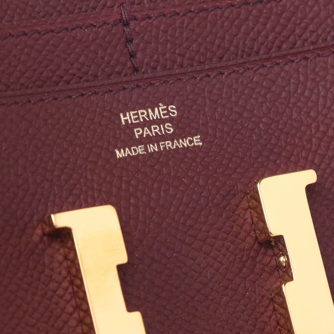 Hermès（爱马仕）小康‎短‎款钱夹 手包 宝石红 EP 金扣