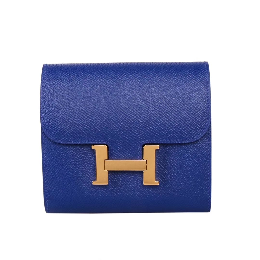Hermès（爱马仕）小康‎短‎款钱夹 手包 电‎光蓝‎ EP ‎金扣