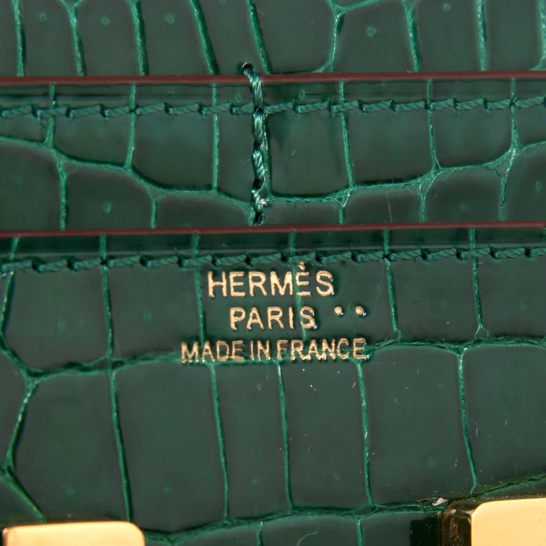 Hermès（爱马仕）小康‎钱‎夹 金‎扣 祖母‎绿 ‎鳄鱼皮 现货