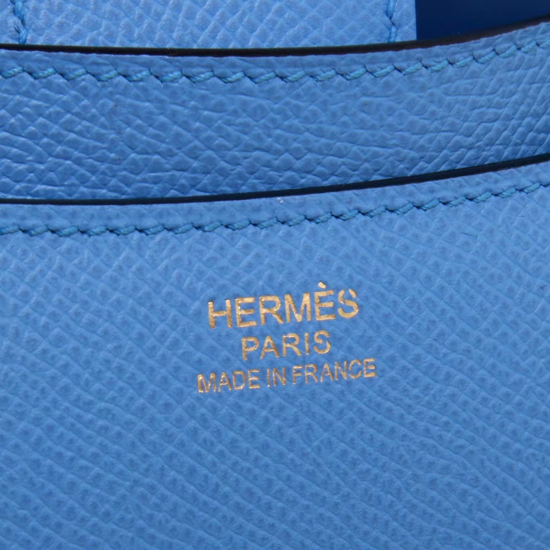 Hermès（爱马仕）Constace 空姐包 天空蓝 epsom皮 金扣 23cm