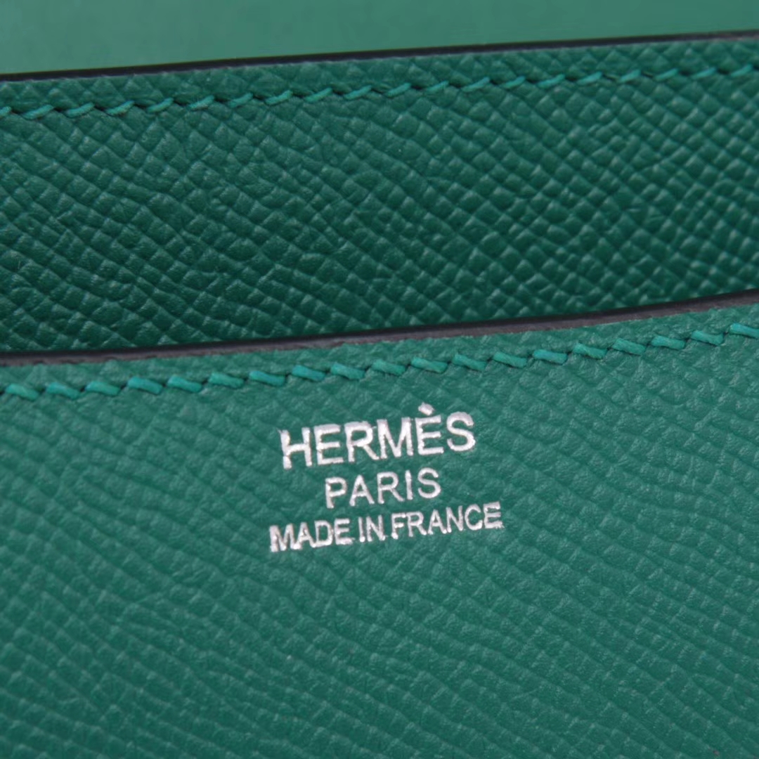 Hermès（爱马仕）Constace 空姐包 孔雀绿 epsom皮 银扣 23cm