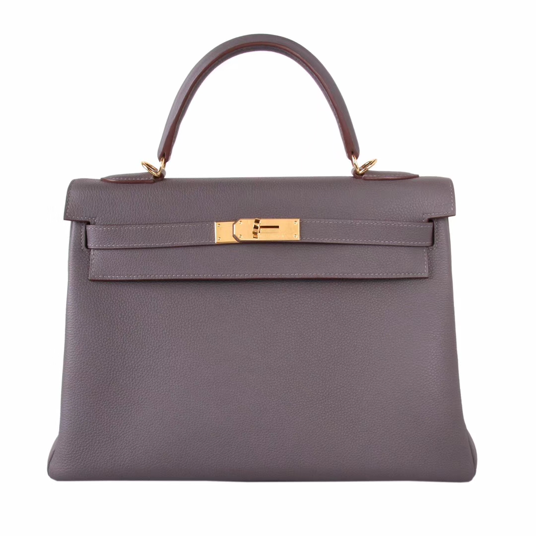 Hermès（爱马仕）Kelly 凯莉包 8F锡器灰 togo 金扣 32cm