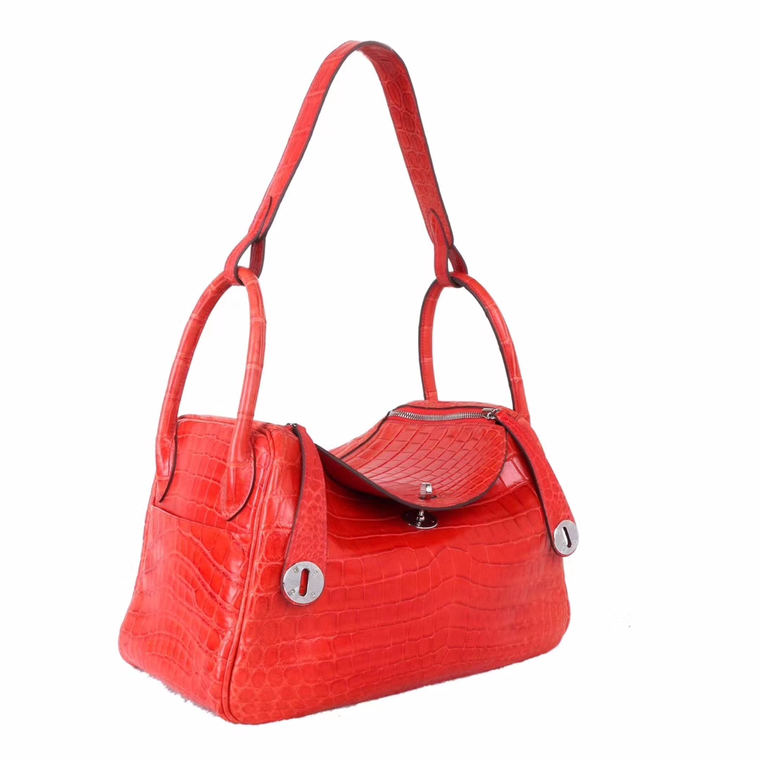 Hermès（爱马仕）lindy 琳迪包 ​辣椒红 鳄鱼哑光 银扣 30cm