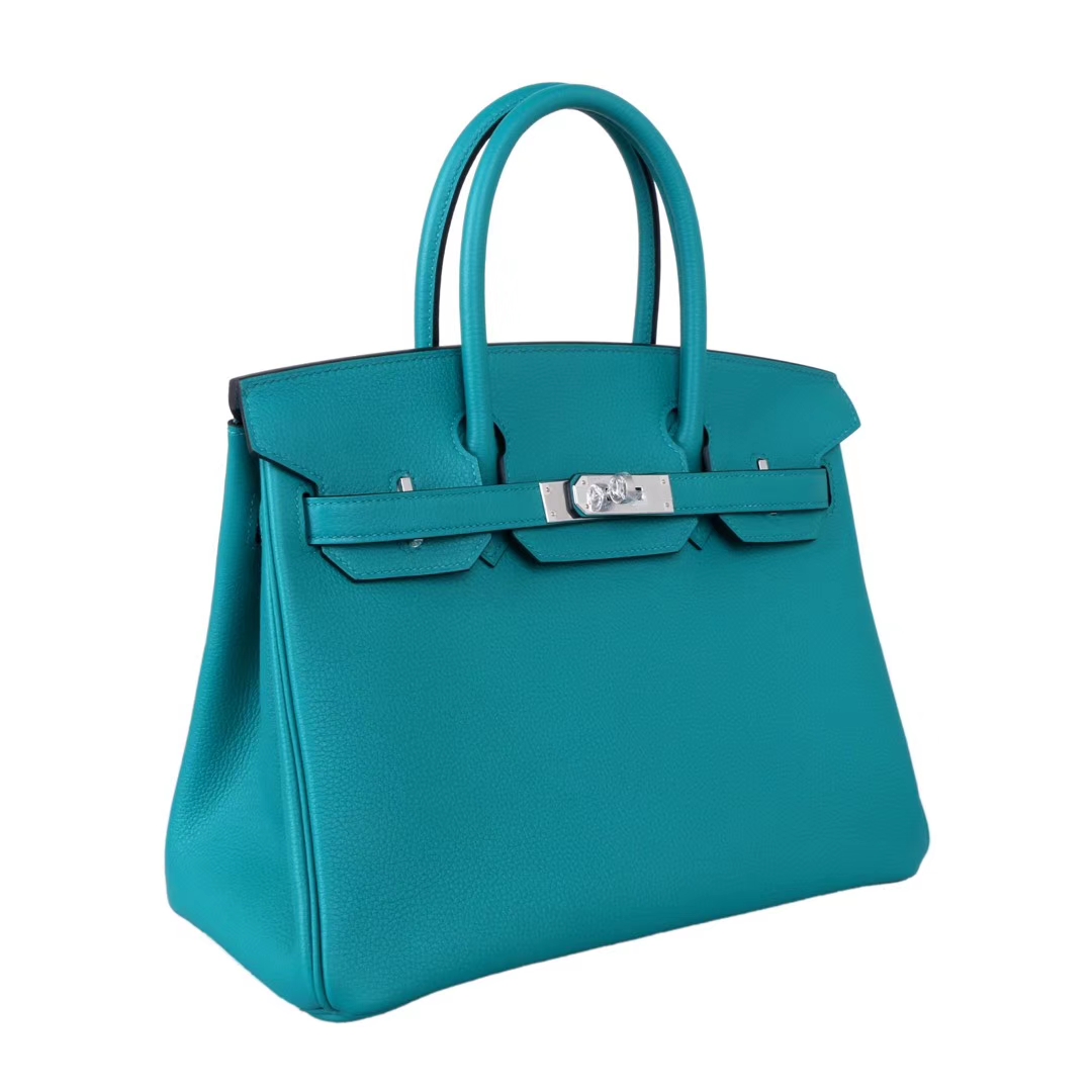 Hermès（爱马仕）birkin 铂金包 孔雀蓝 Togo 银扣 30cm