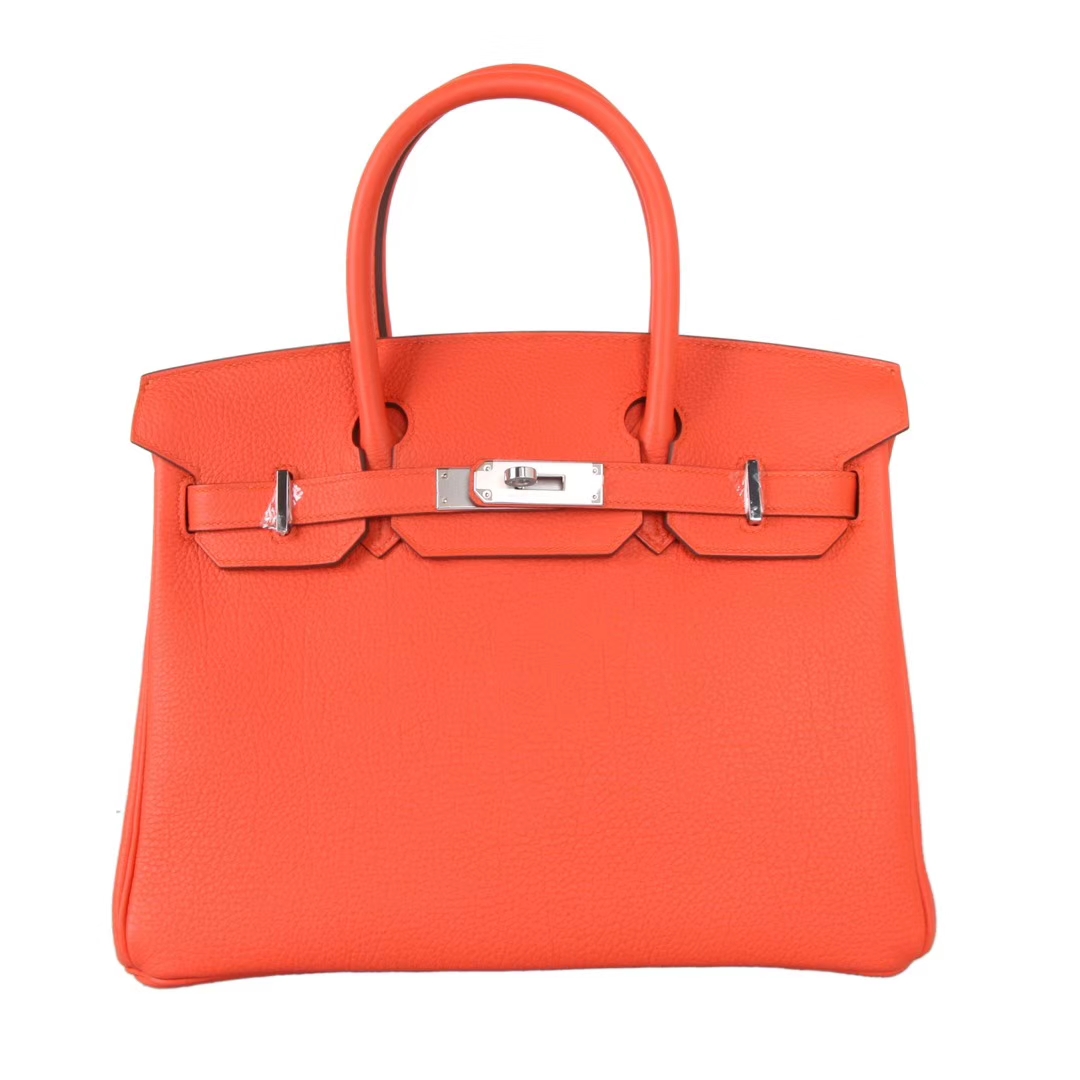 Hermès（爱马仕）birkin 铂金包 火焰橙 Togo 银扣 30cm