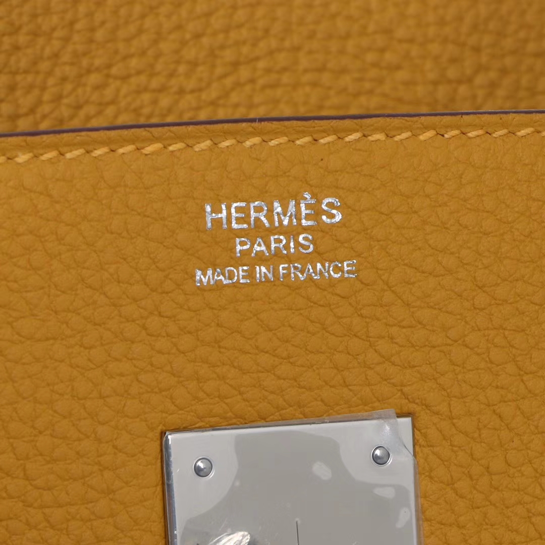 Hermès（爱马仕）birkin 铂金包 琥珀黄 Togo 银扣 25cm