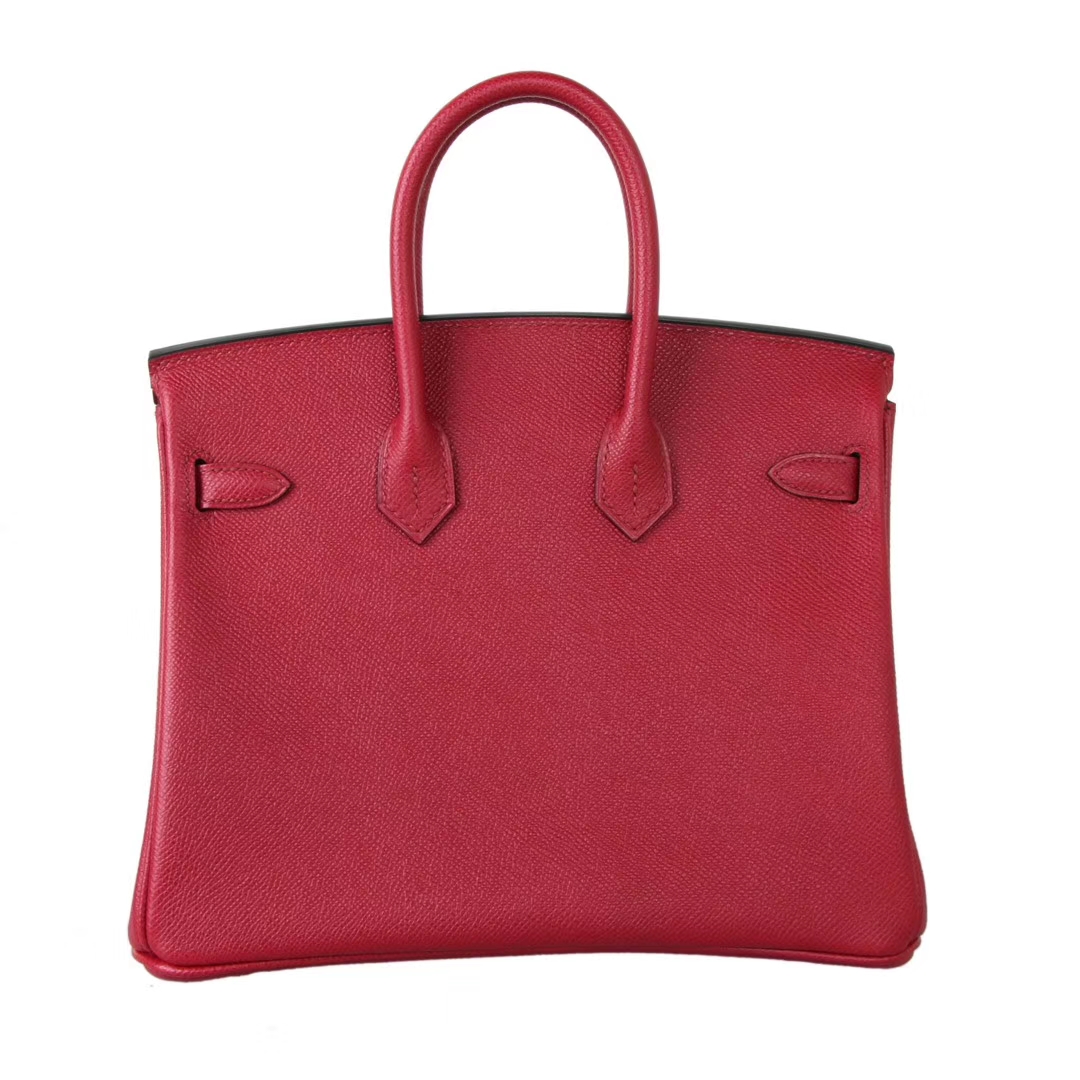 Hermès（爱马仕）birkin 铂金包 石榴红 Epsom皮 银扣 25cm