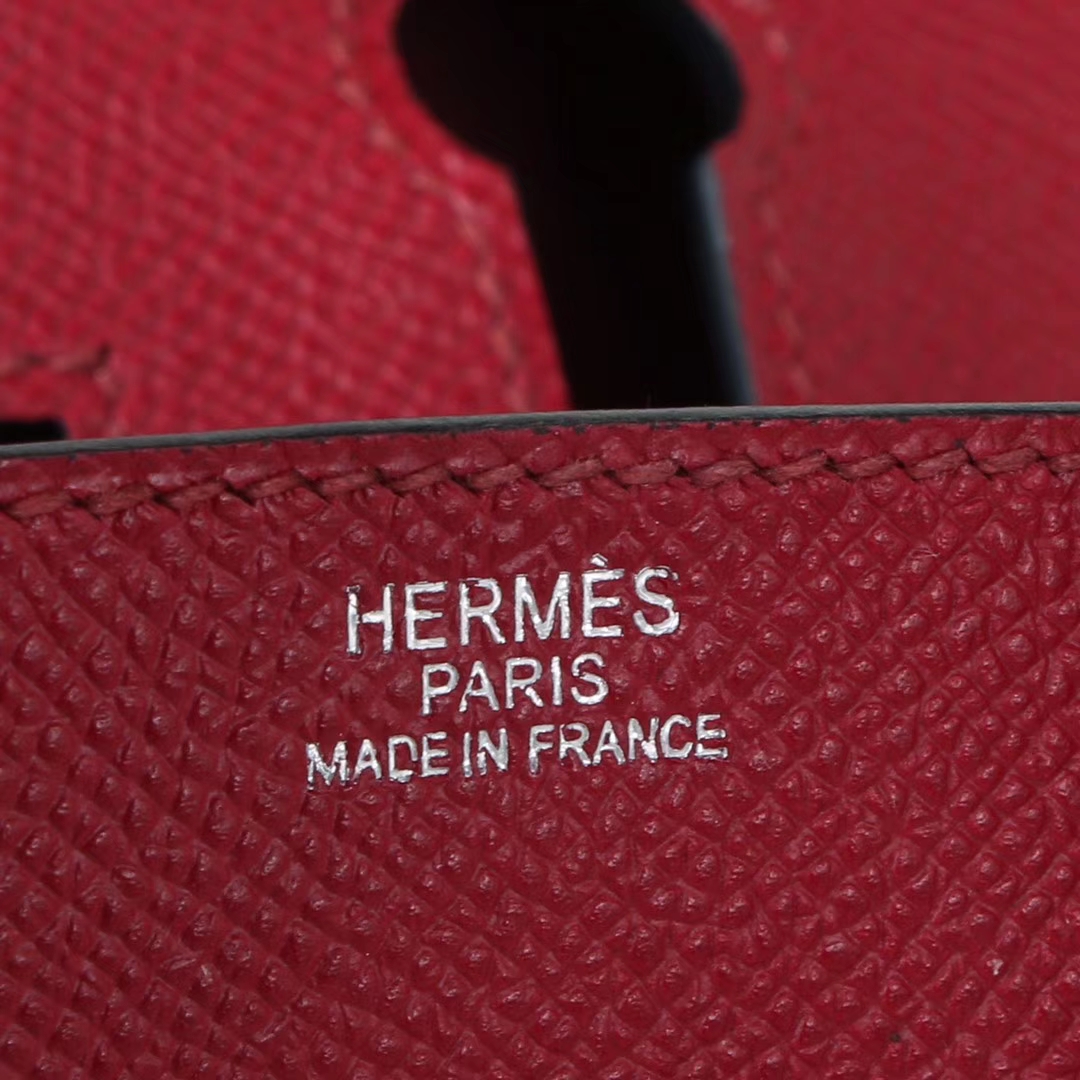 Hermès（爱马仕）birkin 铂金包 石榴红 Epsom皮 银扣 25cm