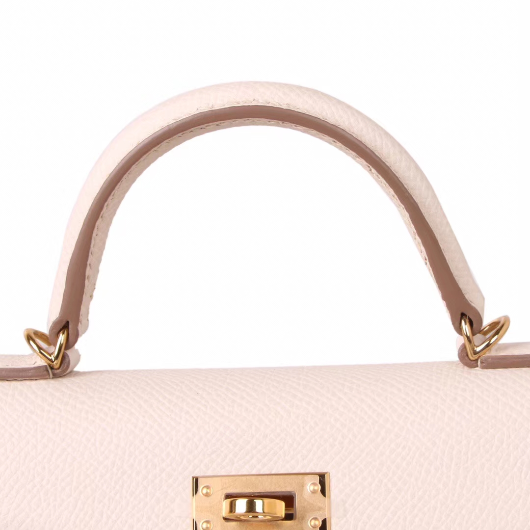 Hermès（爱马仕）mini Kelly 迷你凯莉 奶昔白 Epsom皮 金扣 2代