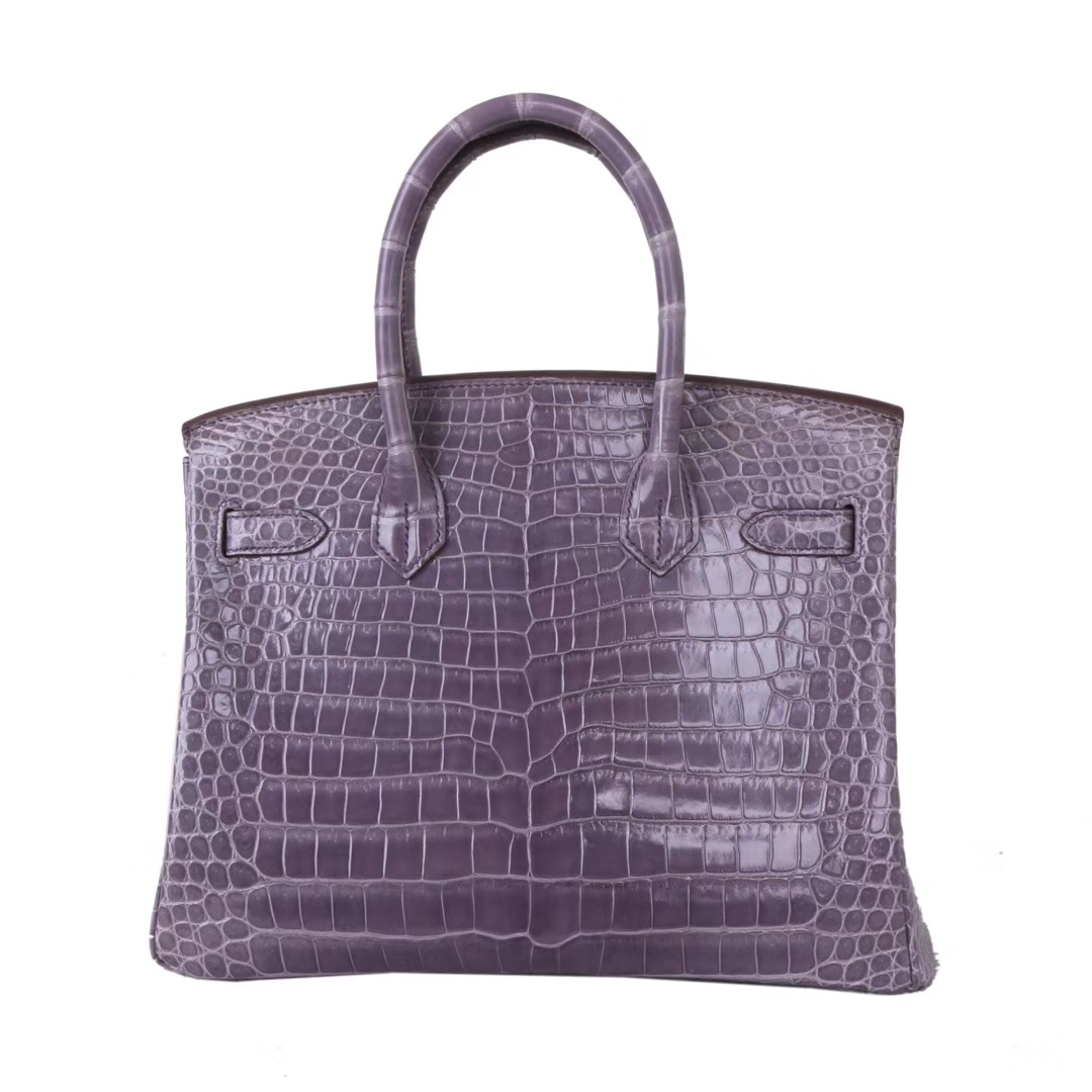 Hermès（爱马仕）birkin 铂金包 香芋紫 亮面鳄鱼 金扣 30cm