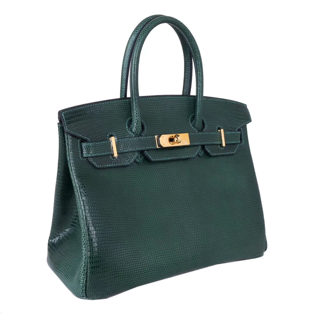 Hermès（爱马仕）birkin 铂金包 翡翠绿 蜥蜴皮 金扣 25cm